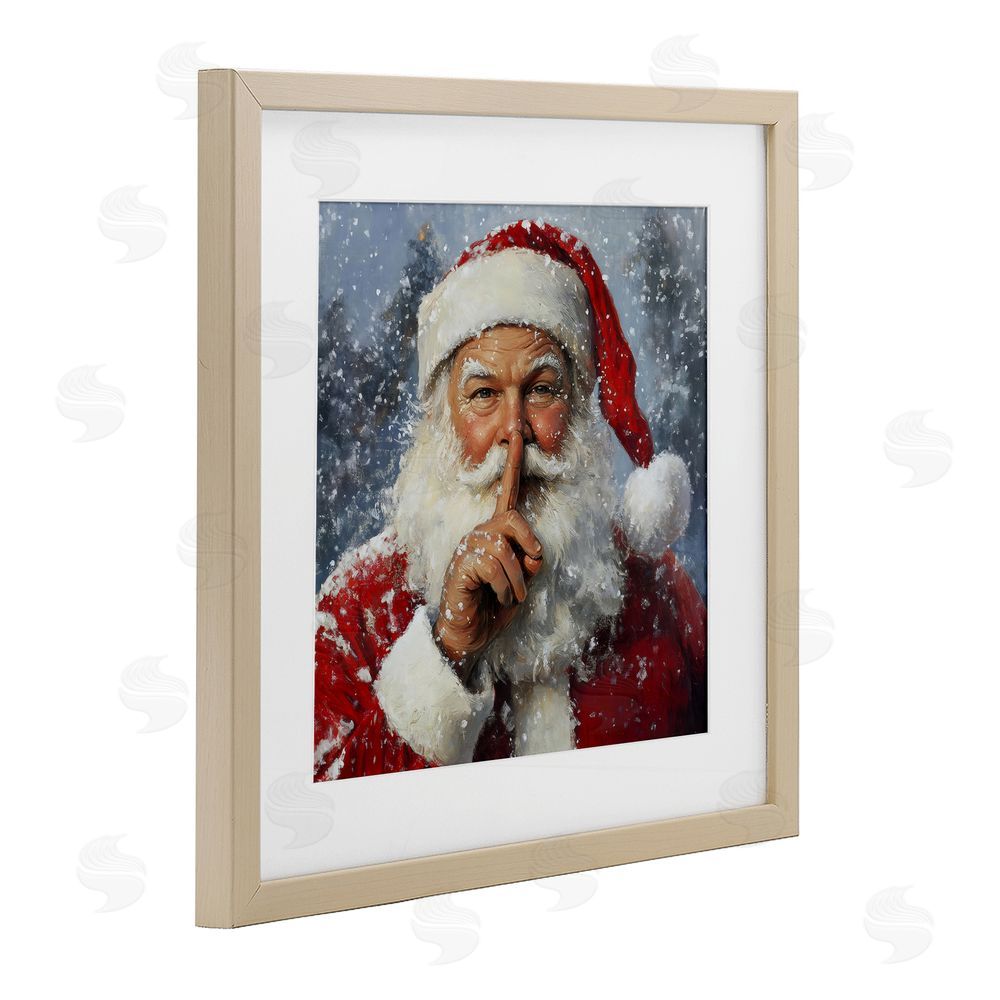 Petal Prints Design Secret Santa Shh Brown Framed Print Under Glass Wall Art