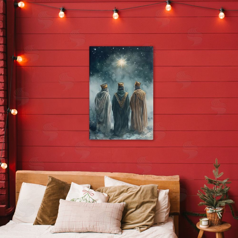 Petal Prints Design Three Wise Men & North Star Stretched Canvas Wall Art Print in Room
