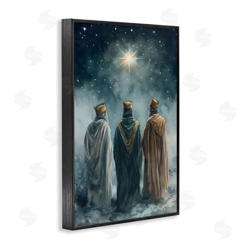 Petal Prints Design Three Wise Men & North Star Black Framed Giclee Print Wall Art