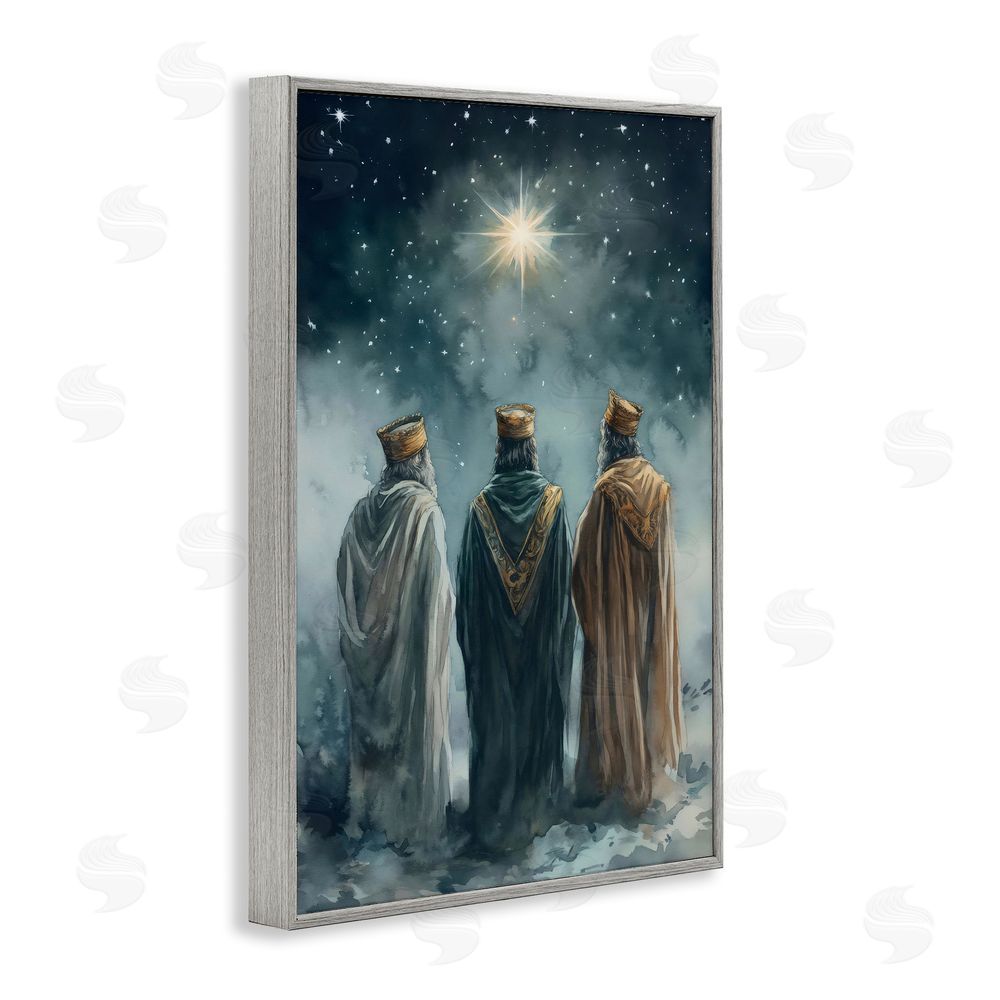 Petal Prints Design Three Wise Men & North Star Gray Framed Giclee Print Wall Art