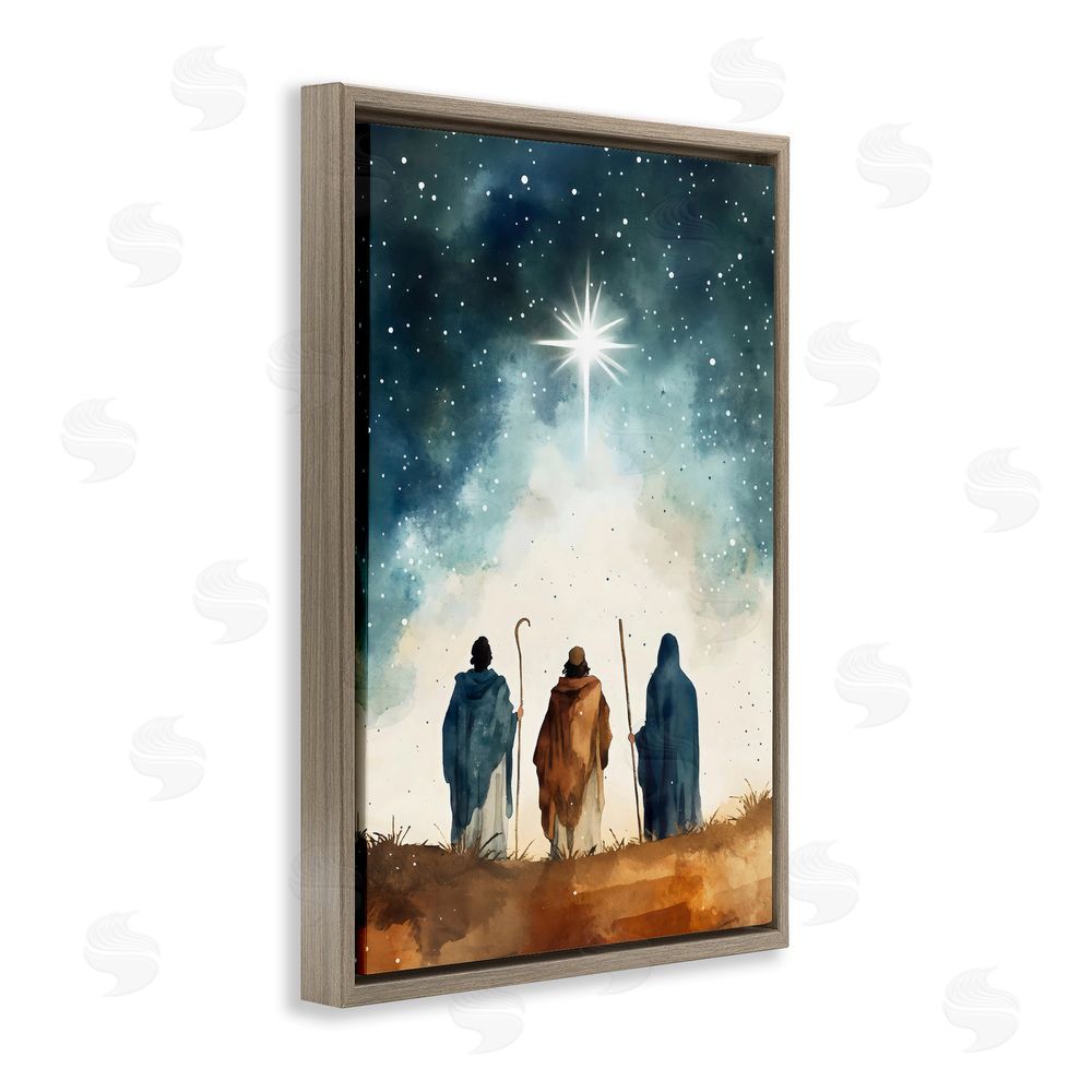 Petal Prints Design Guided Wisdom Shepherds Brown Floating Frame Canvas Wall Art Print