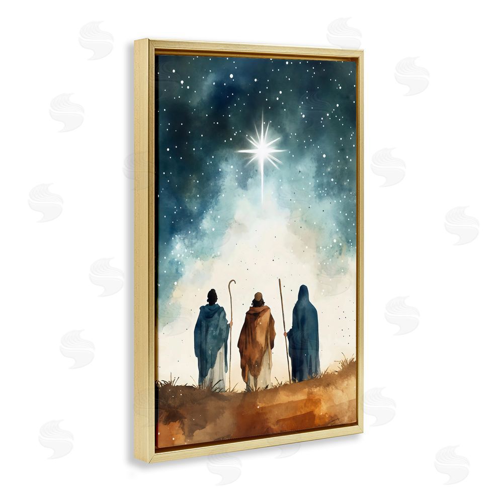 Petal Prints Design Guided Wisdom Shepherds Gold Floating Frame Canvas Wall Art Print