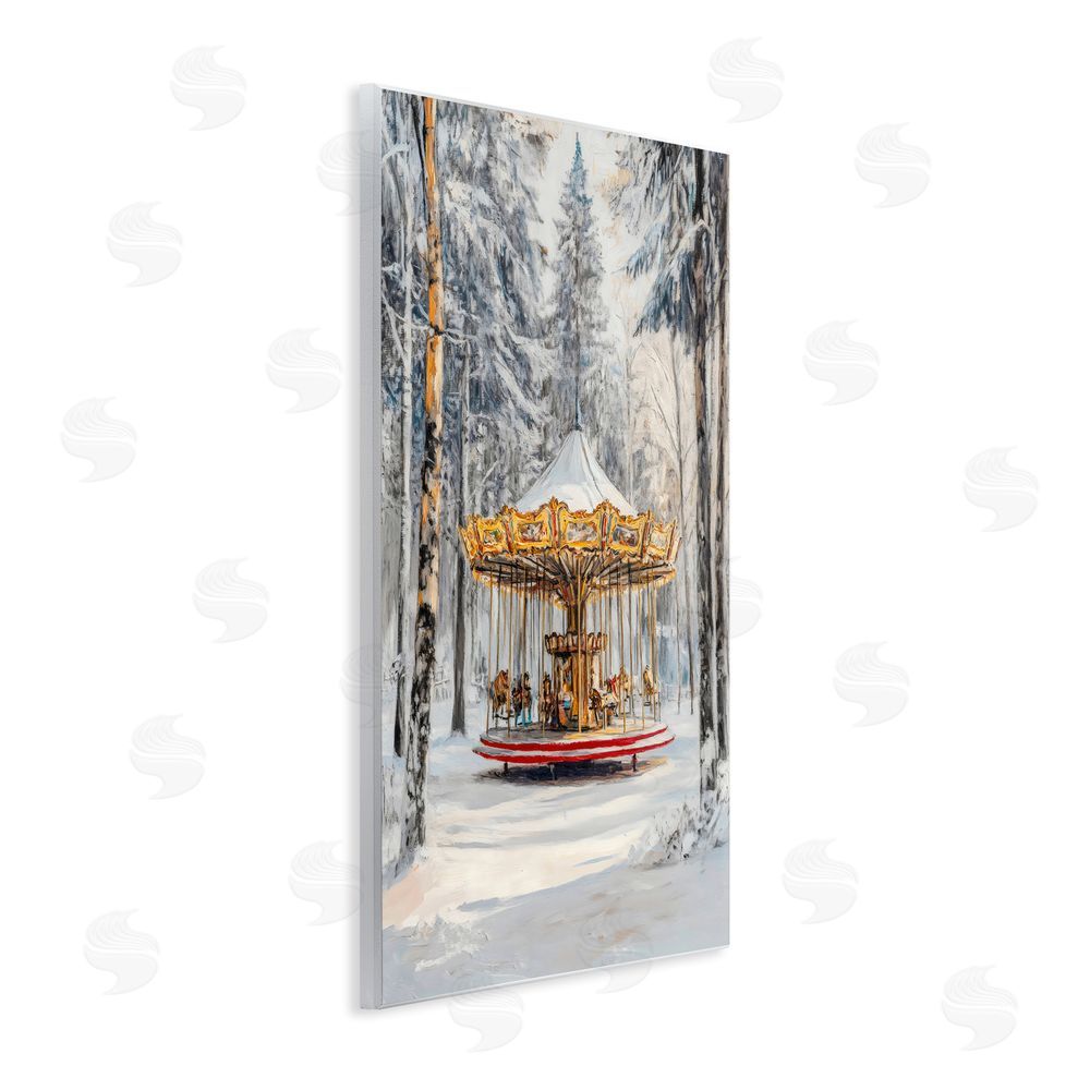 Petal Prints Design Winter Wonderland Carousel Wooden Wall Plaque Art Print