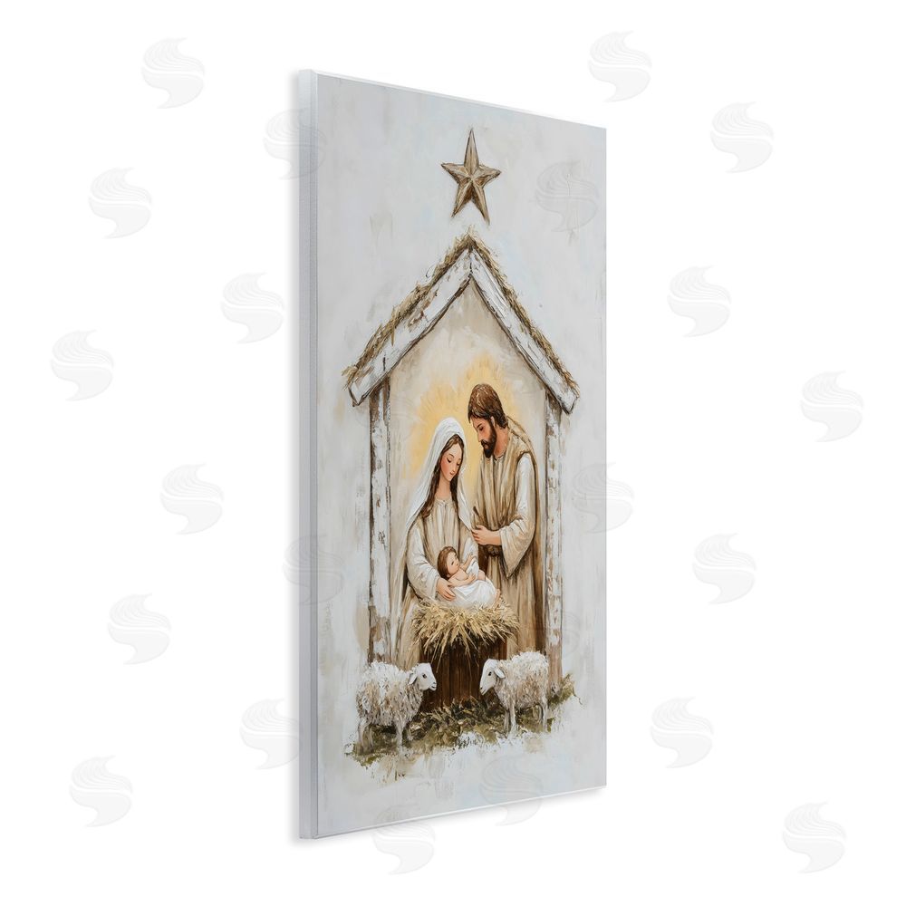 Petal Prints Design Little Lambs & Nativity Wooden Wall Plaque Art Print