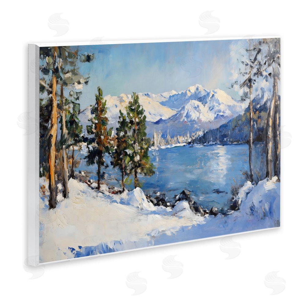 Petal Prints Design Winter Mountain Lake Wooden Wall Plaque Art Print
