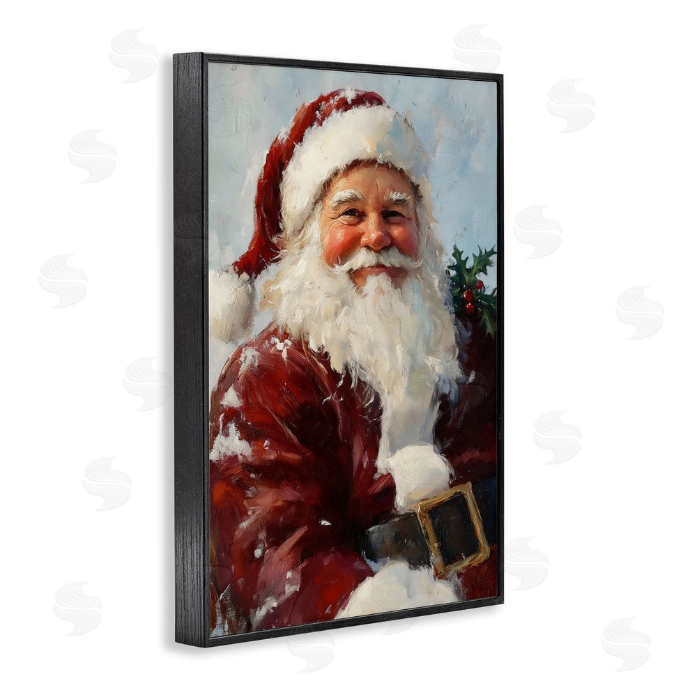 Petal Prints Design Rosy Cheeked Santa Smile Black Framed Giclee Print Wall Art