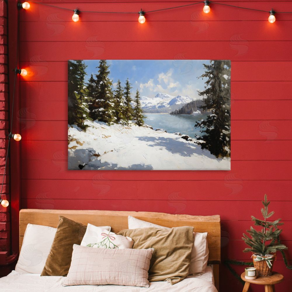 Petal Prints Design Way Up North Landscape Stretched Canvas Wall Art Print in Room