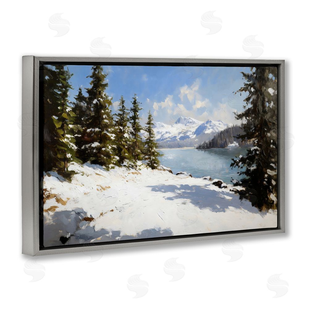 Petal Prints Design Way Up North Landscape Gray Floating Frame Canvas Wall Art Print