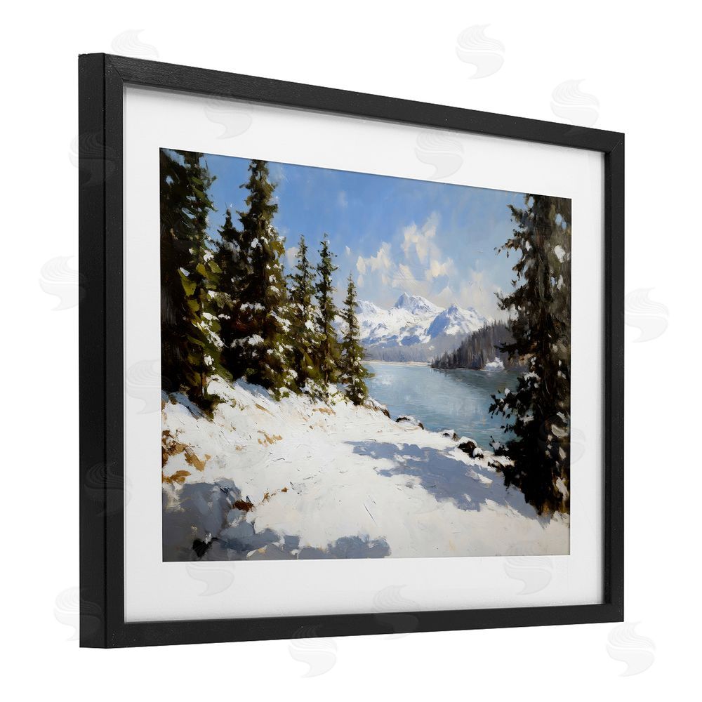 Petal Prints Design Way Up North Landscape Black Framed Print Under Glass Wall Art