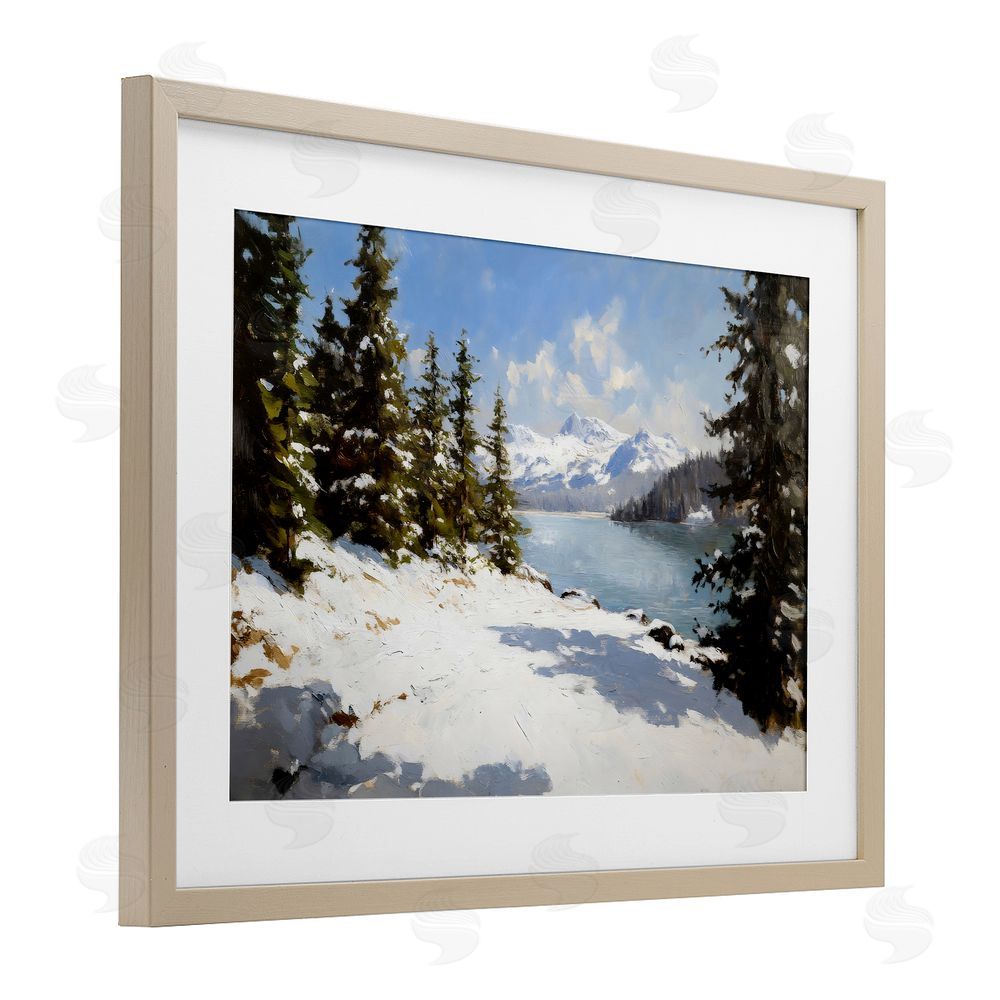 Petal Prints Design Way Up North Landscape Brown Framed Print Under Glass Wall Art