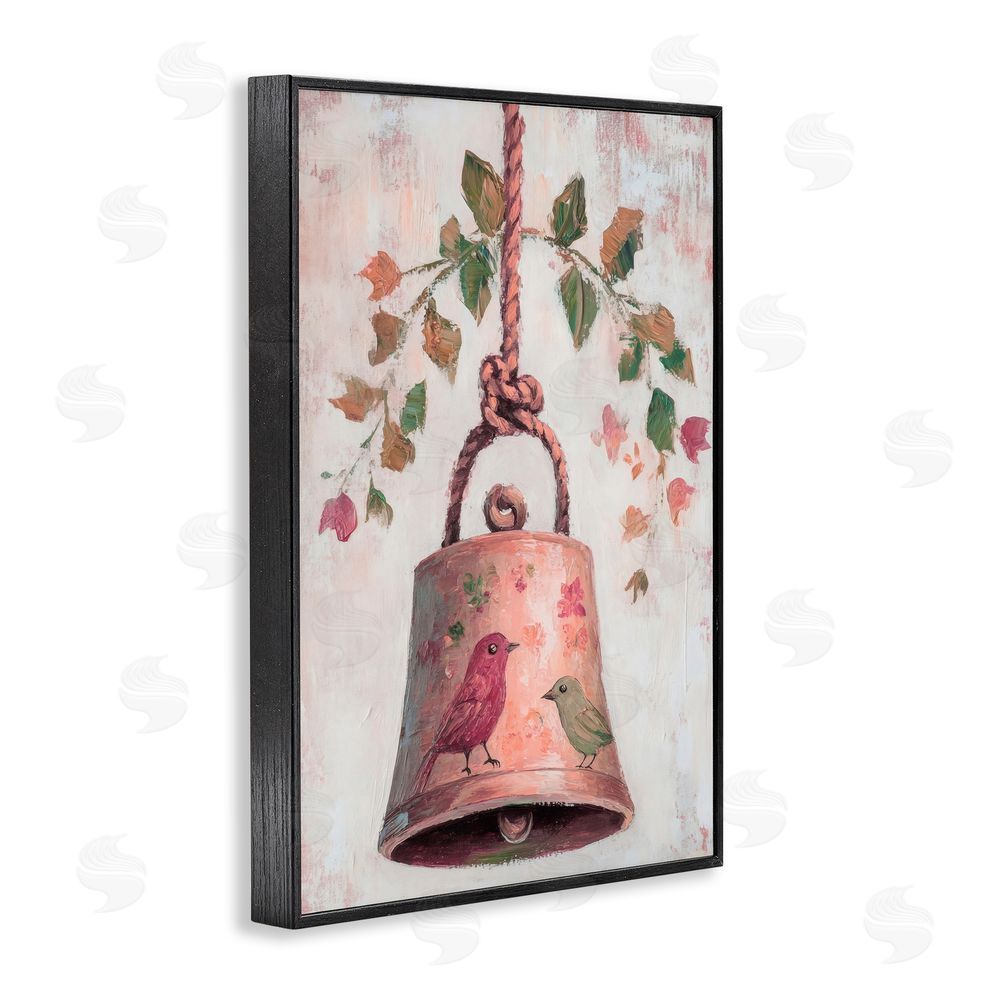 Petal Prints Design Vintage Christmas Bell Black Framed Giclee Print Wall Art
