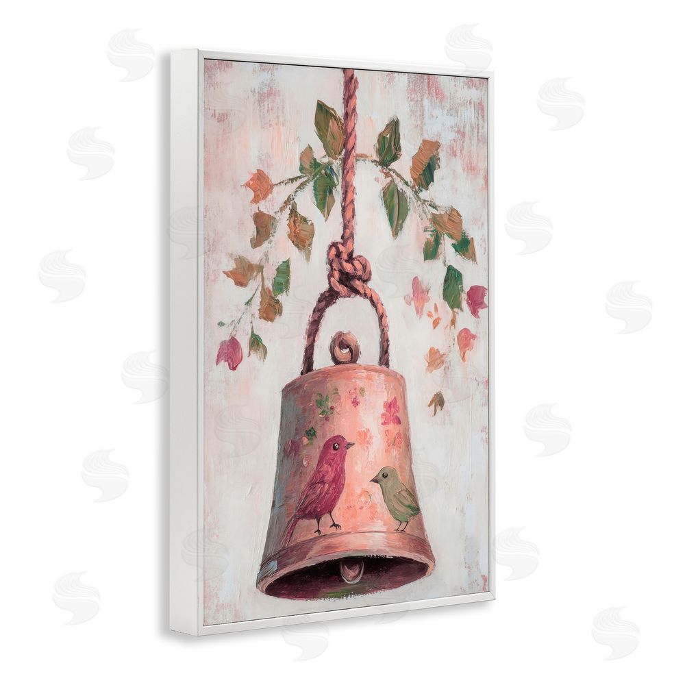 Petal Prints Design Vintage Christmas Bell White Framed Giclee Print Wall Art