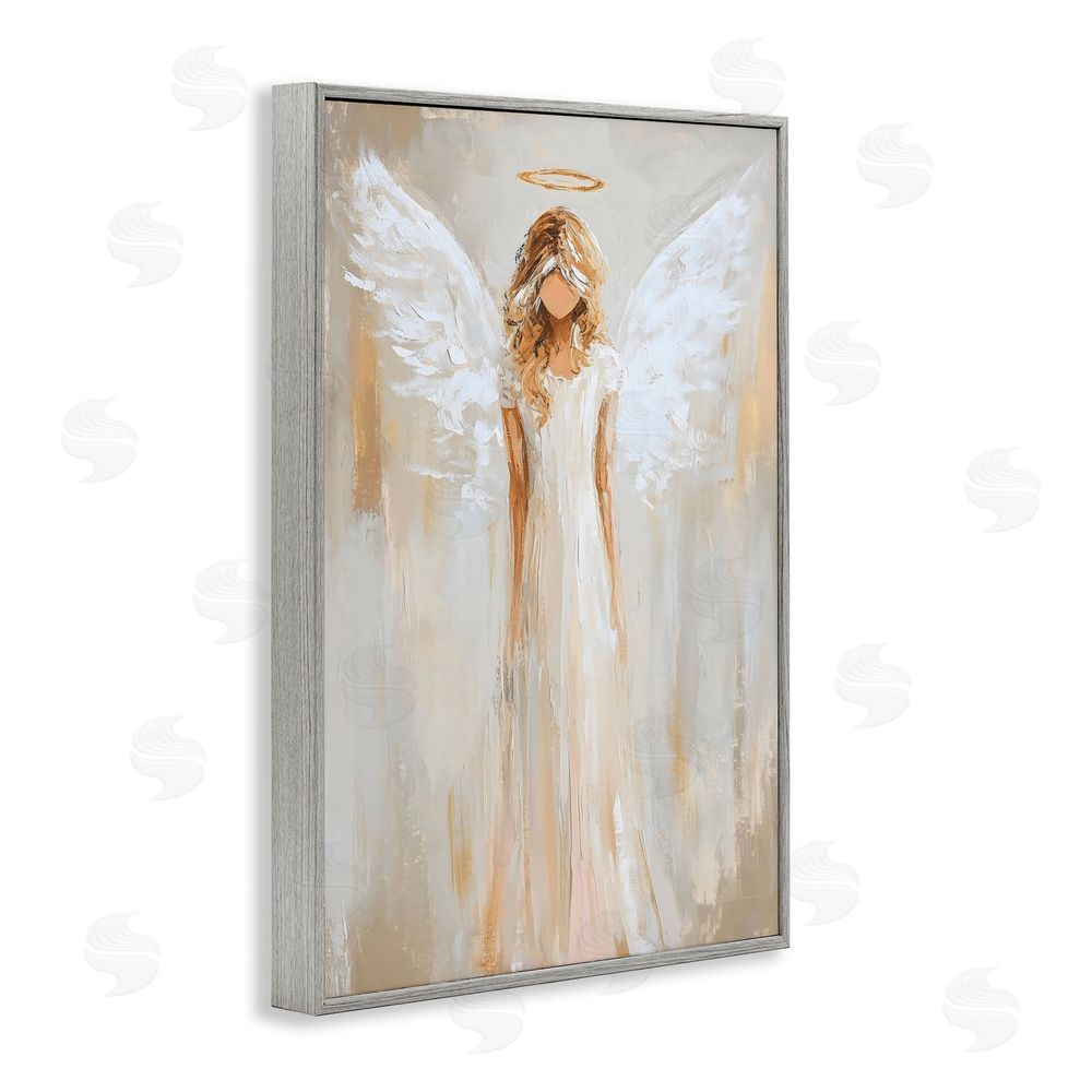 Petal Prints Design Divine White Robe Angel Gray Framed Giclee Print Wall Art