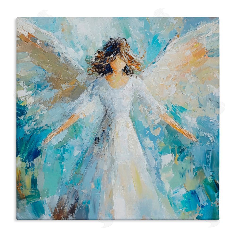 Petal Prints Design Flying Glory Angel Stretched Canvas Wall Art Print