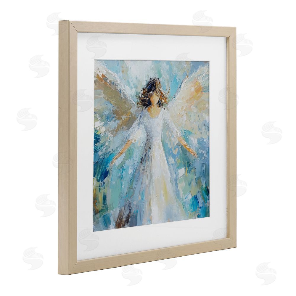 Petal Prints Design Flying Glory Angel Brown Framed Print Under Glass Wall Art