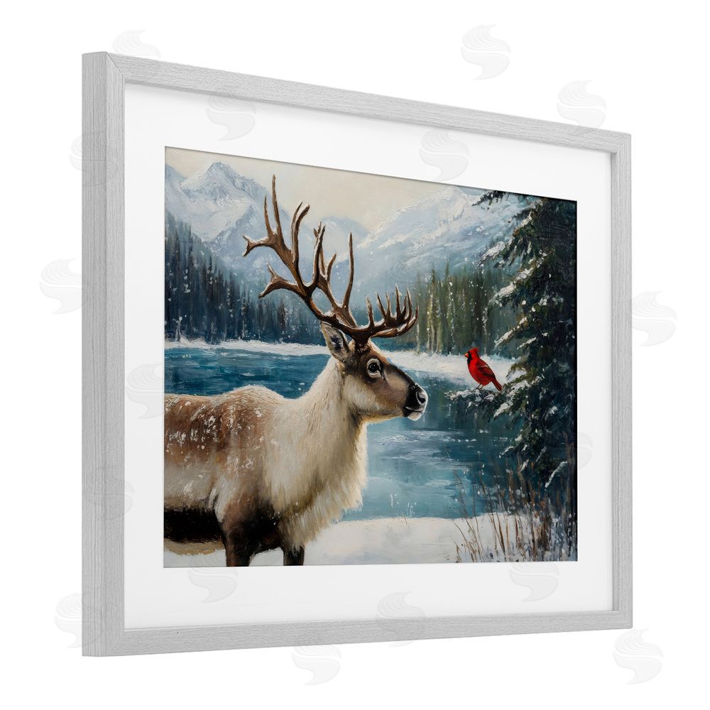 Petal Prints Design Christmas Conversation In Wild Gray Framed Print Under Glass Wall Art