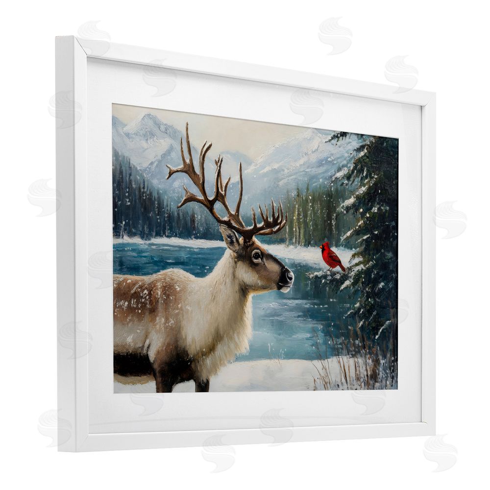 Petal Prints Design Christmas Conversation In Wild White Framed Print Under Glass Wall Art