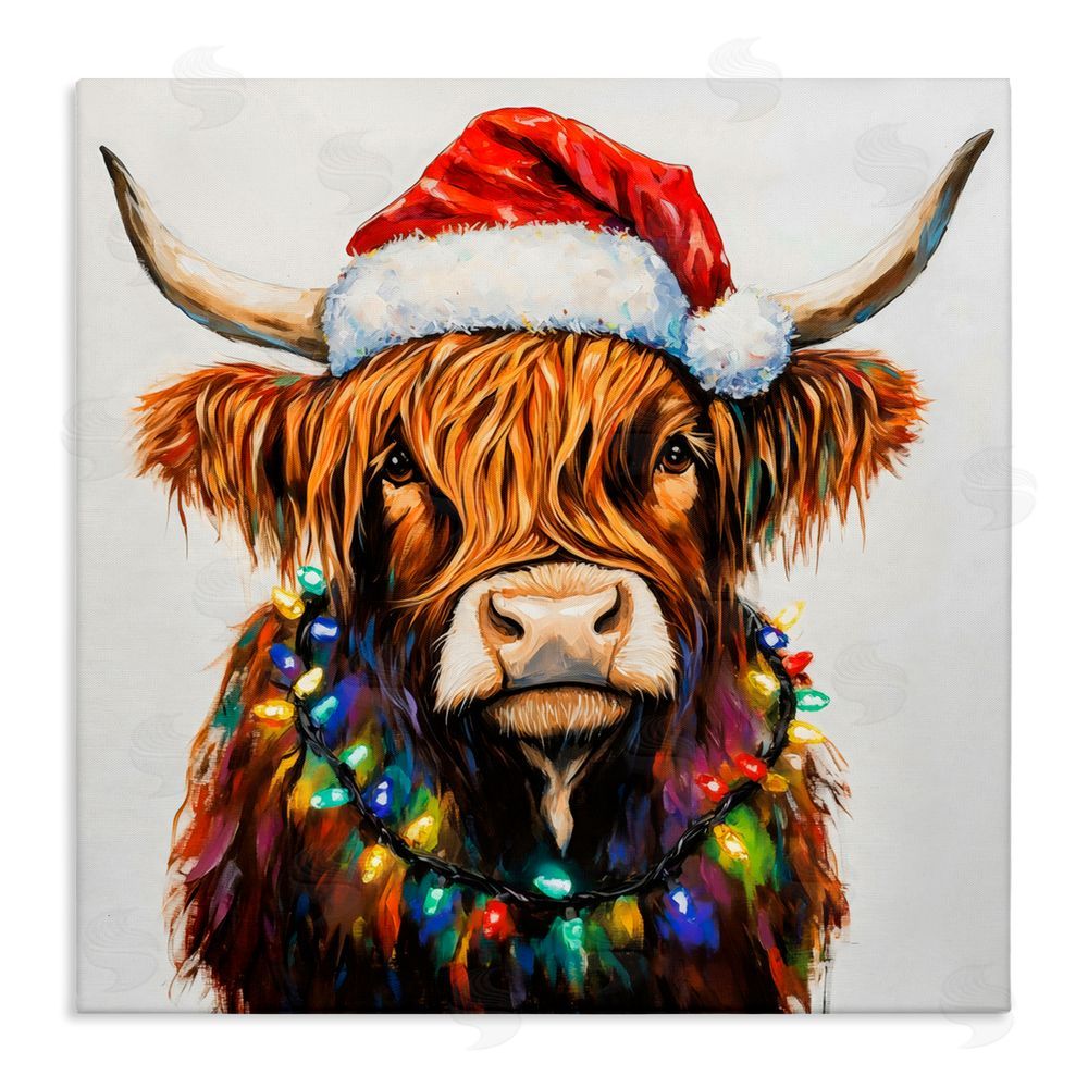 Petal Prints Design Holiday Lights Bedecked Highland Stretched Canvas Wall Art Print