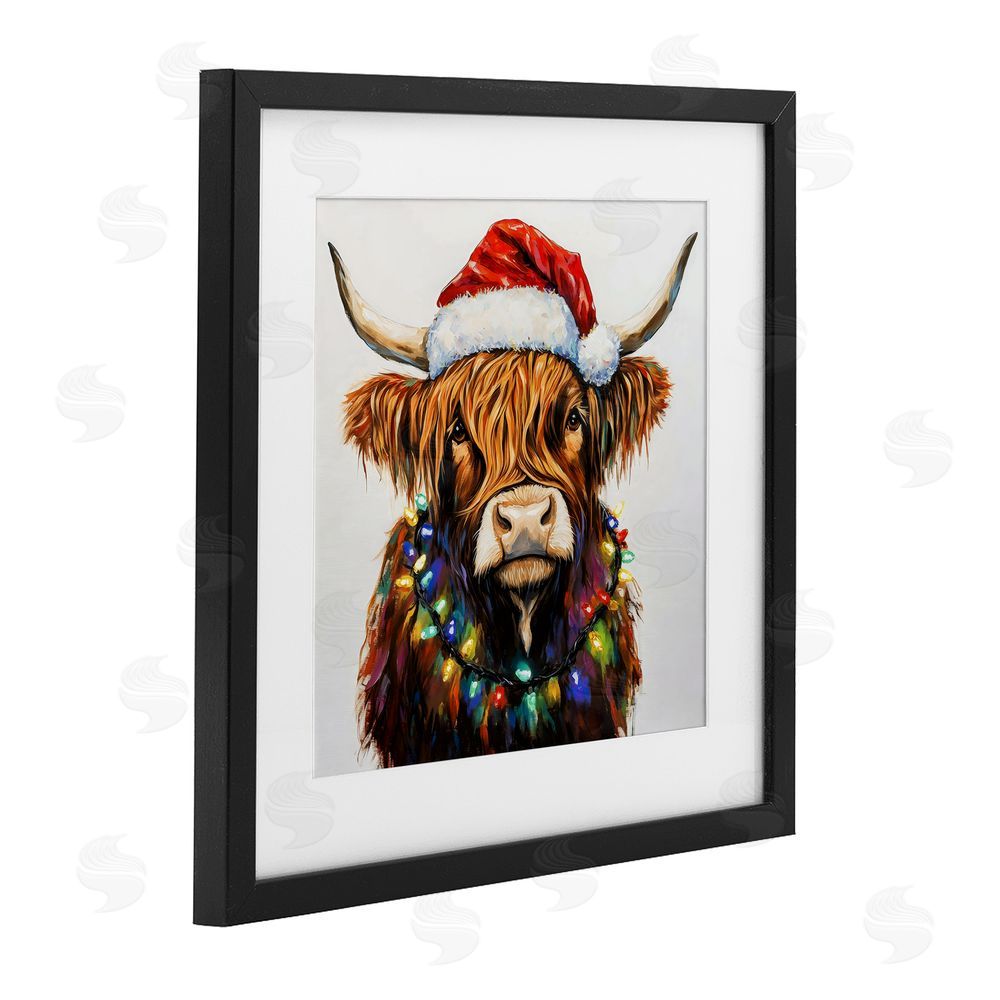 Petal Prints Design Holiday Lights Bedecked Highland Black Framed Print Under Glass Wall Art