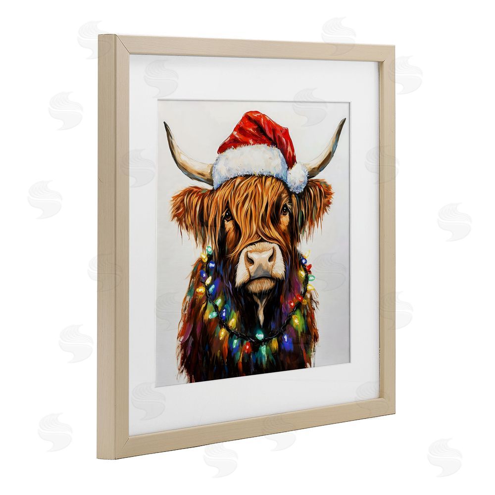 Petal Prints Design Holiday Lights Bedecked Highland Brown Framed Print Under Glass Wall Art