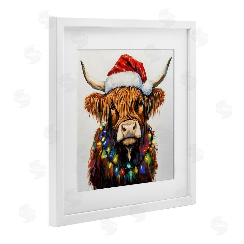 Petal Prints Design Holiday Lights Bedecked Highland White Framed Print Under Glass Wall Art