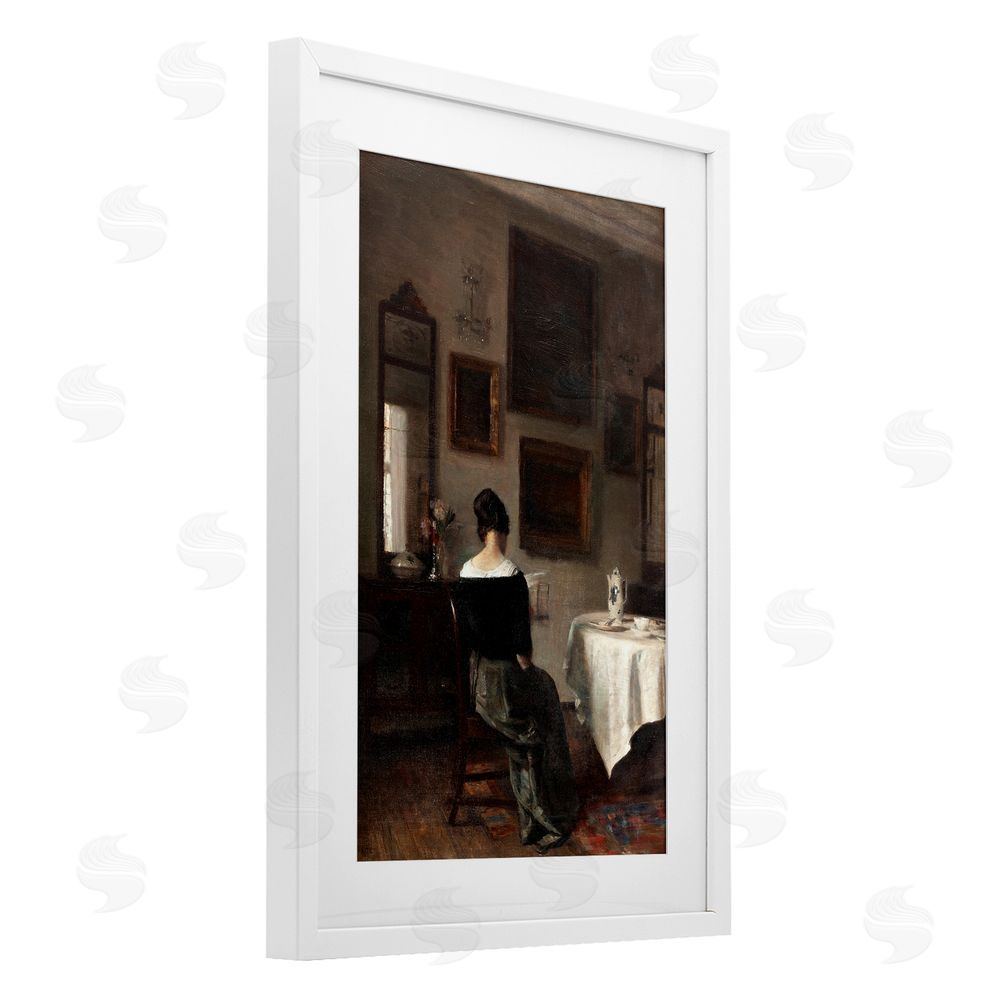 Vintage Hustle Afternoon's Daughter at Tea Time White Framed Print Under Glass Wall Art