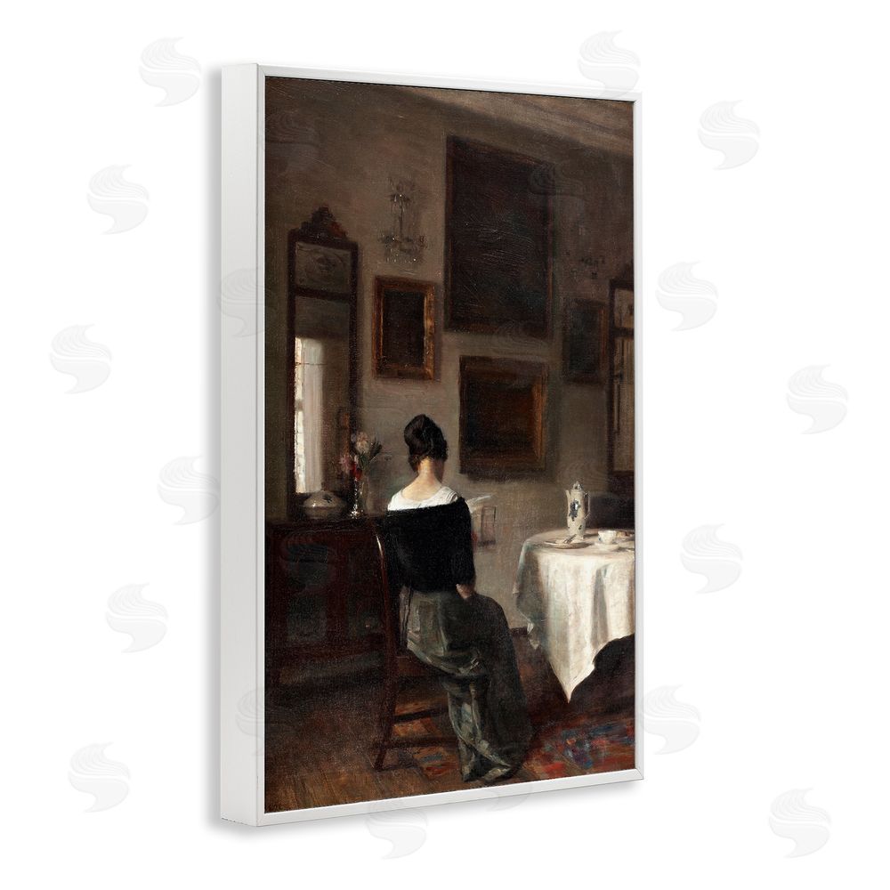 Vintage Hustle Afternoon's Daughter at Tea Time White Framed Giclee Wall Art Print
