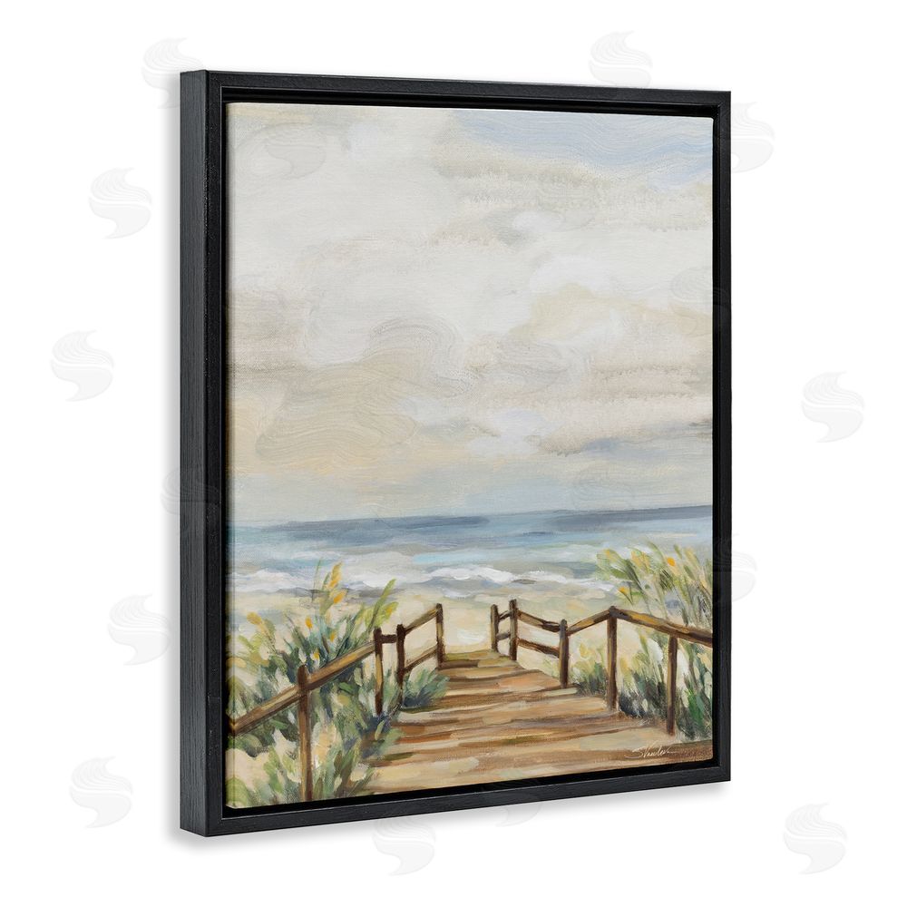 Silvia Vassileva A Moment At The Beach Black Floating Frame Canvas Wall Art Print