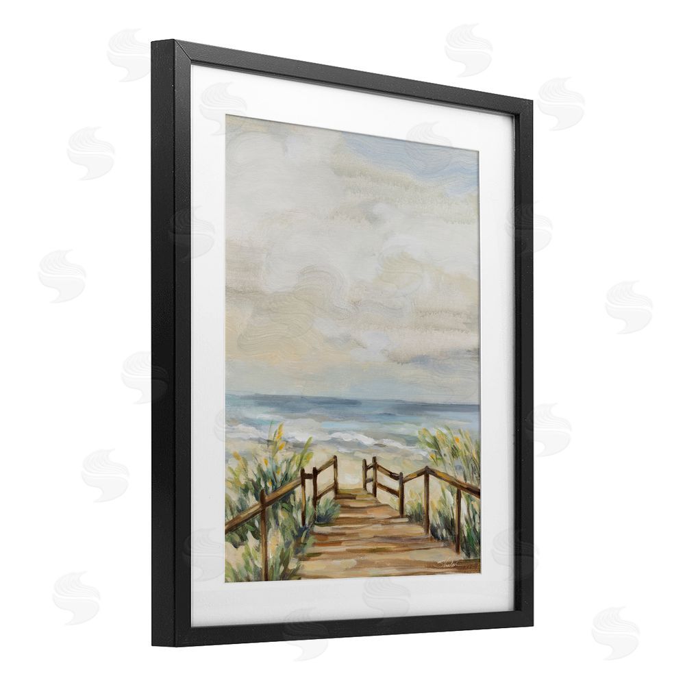 Silvia Vassileva A Moment At The Beach Black Framed Print Under Glass Wall Art