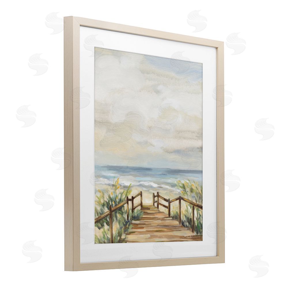 Silvia Vassileva A Moment At The Beach Brown Framed Print Under Glass Wall Art