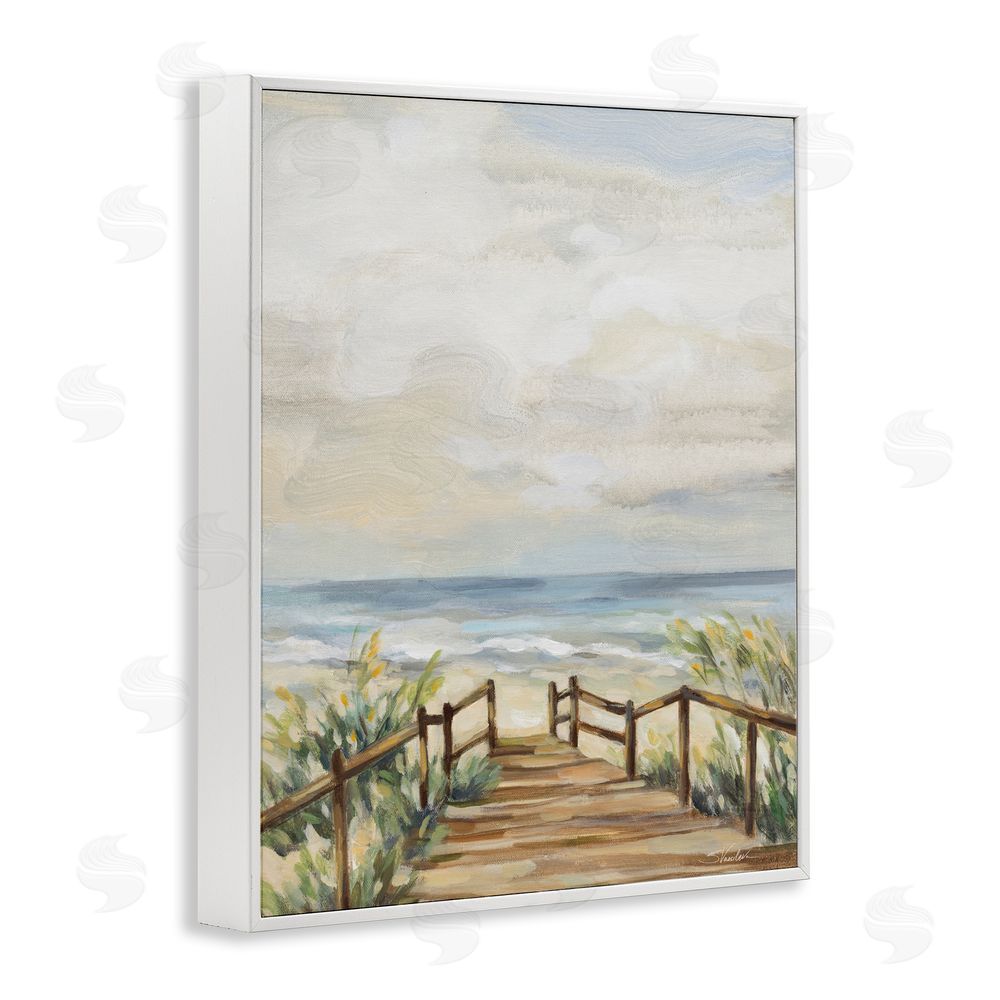 Silvia Vassileva A Moment At The Beach White Framed Giclee Wall Art Print