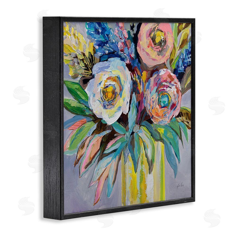 Jeanette Vertentes Brights & Pastels Flower Vase Black Framed Giclee Wall Art Print