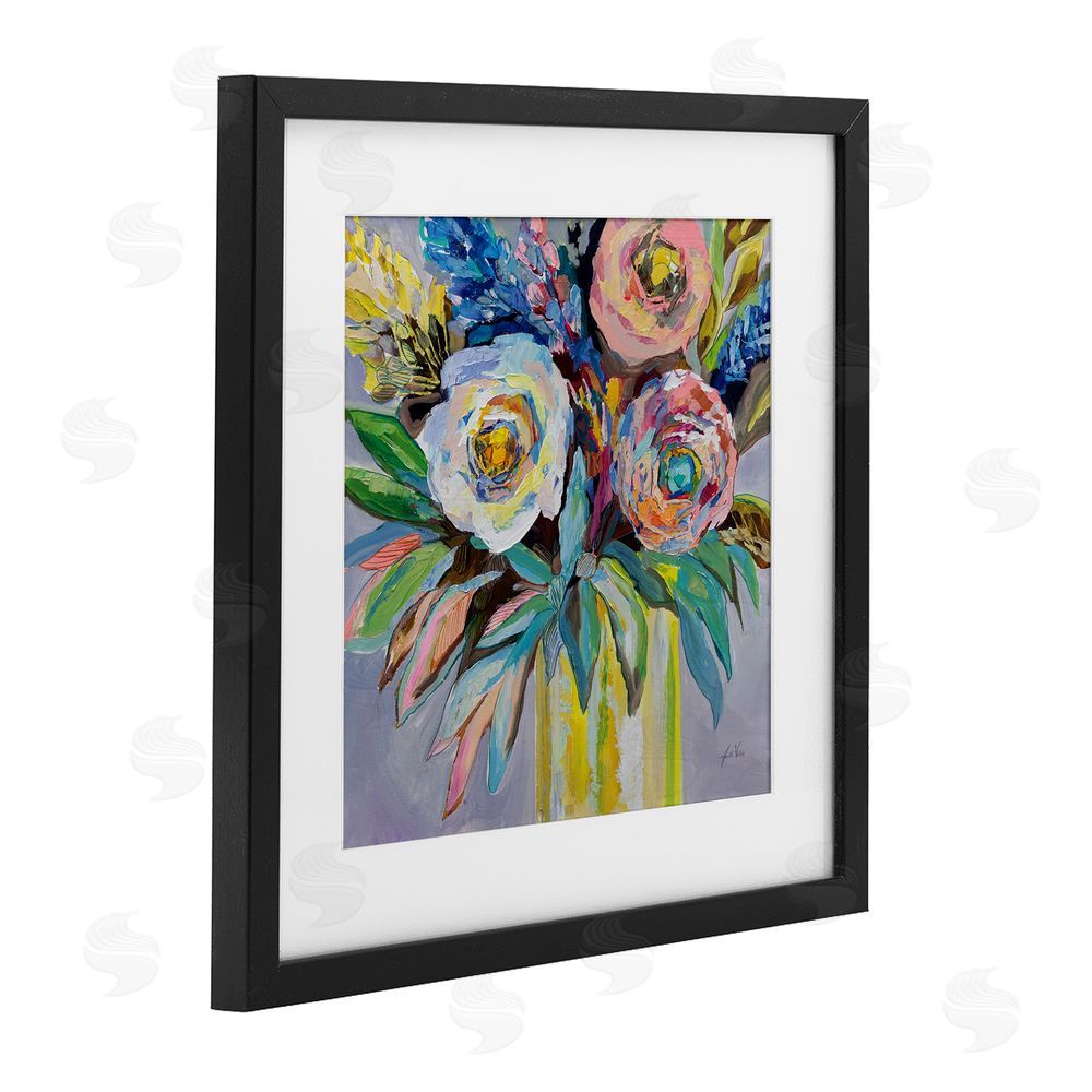 Jeanette Vertentes Brights & Pastels Flower Vase Black Framed Print Under Glass Wall Art