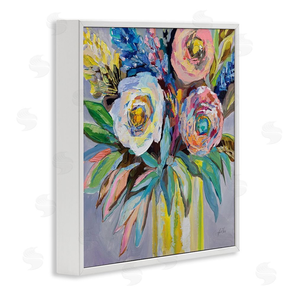 Jeanette Vertentes Brights & Pastels Flower Vase White Framed Giclee Wall Art Print