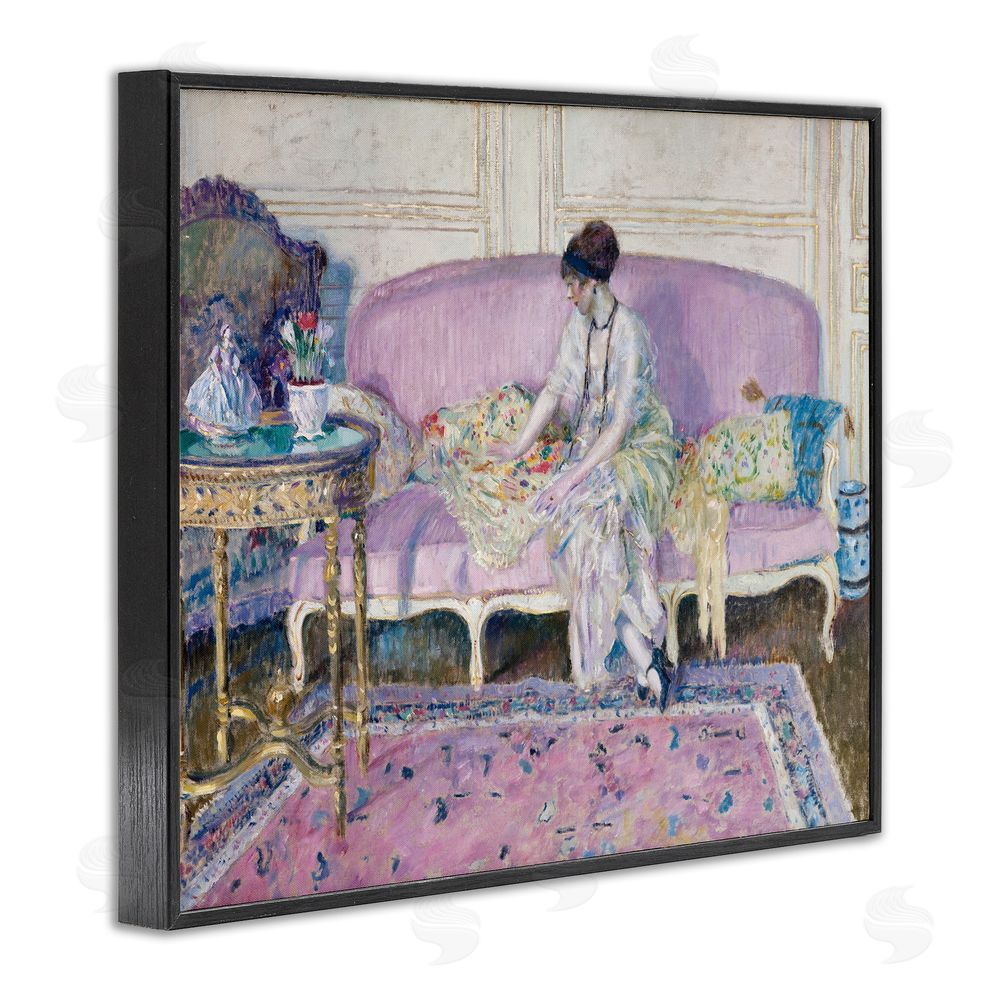 Wild Apple Portfolio Woman Seated on Sofa Black Framed Giclee Print Wall Art