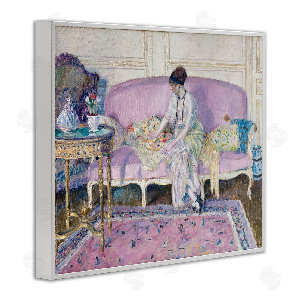 Wild Apple Portfolio Woman Seated on Sofa White Framed Giclee Print Wall Art