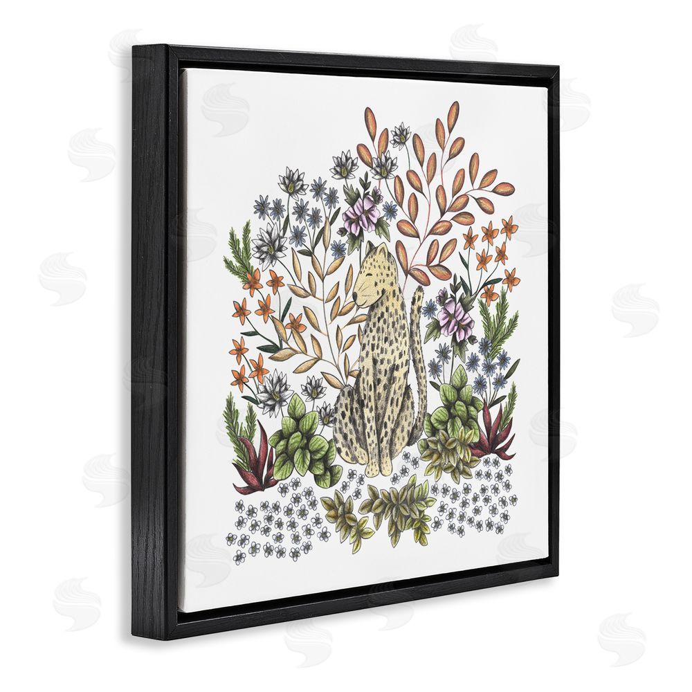 Cecilia Battaini Jungle Wildlife Leopard Black Floating Frame Canvas Wall Art Print