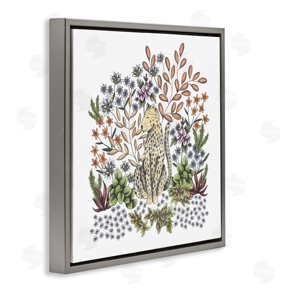 Cecilia Battaini Jungle Wildlife Leopard Gray Floating Frame Canvas Wall Art Print