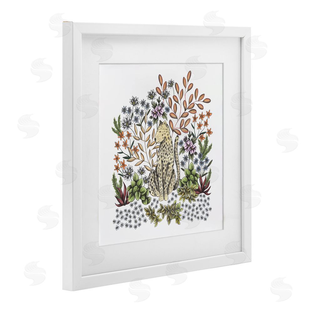 Cecilia Battaini Jungle Wildlife Leopard White Framed Print Under Glass Wall Art