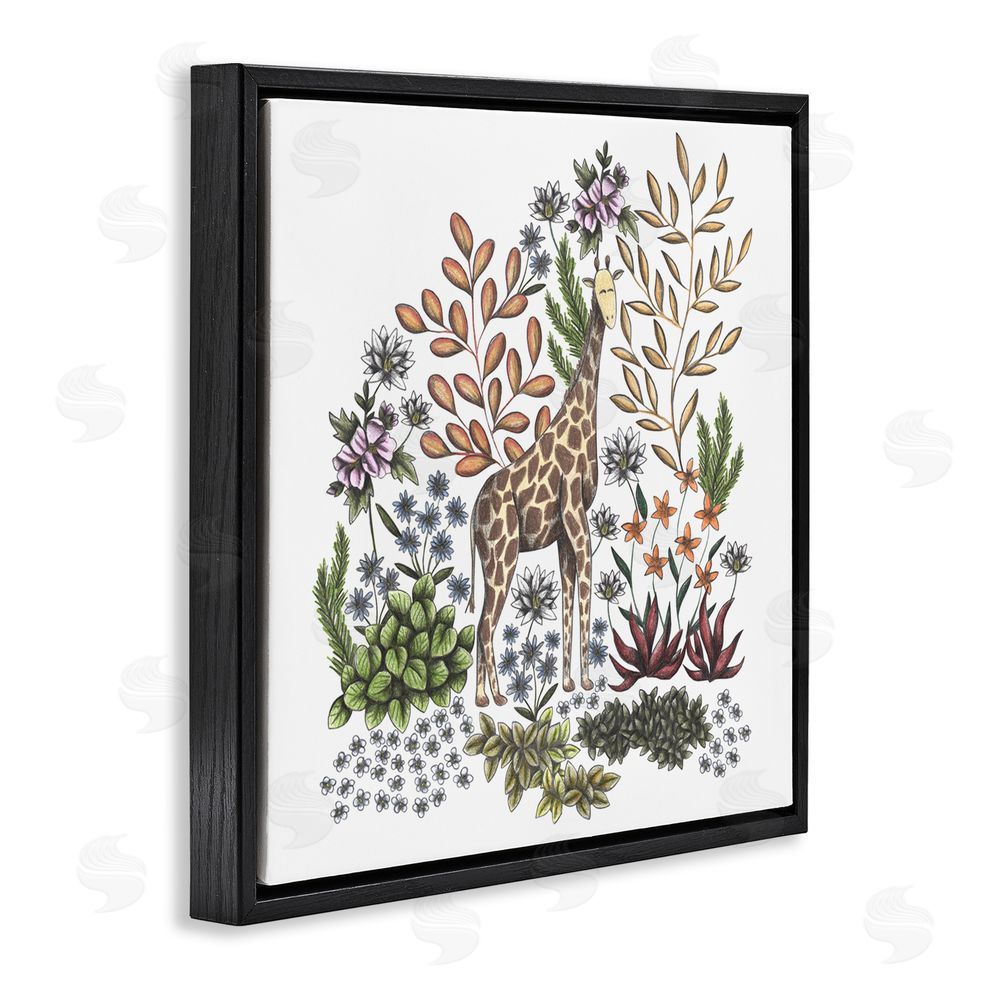 Cecilia Battaini Jungle Wildlife Giraffe Black Floating Frame Canvas Wall Art Print