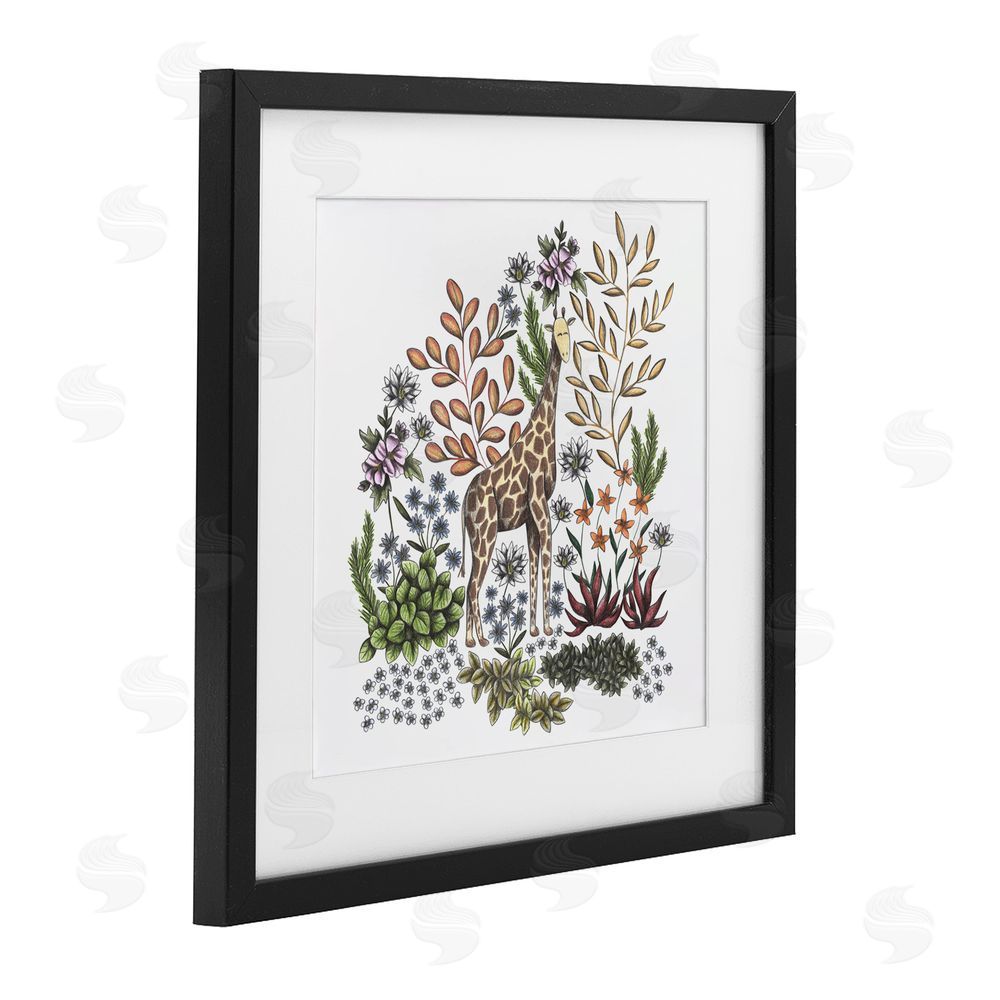 Cecilia Battaini Jungle Wildlife Giraffe Black Framed Print Under Glass Wall Art