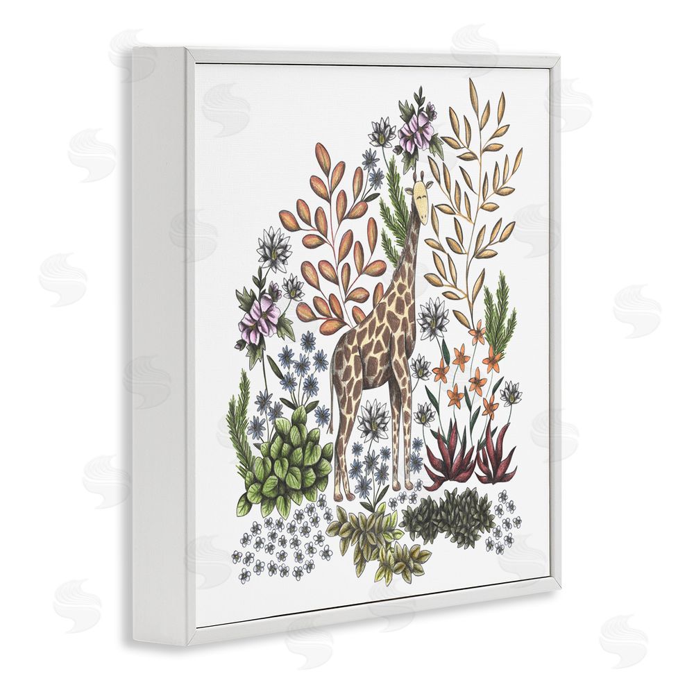 Cecilia Battaini Jungle Wildlife Giraffe White Framed Giclee Print Wall Art