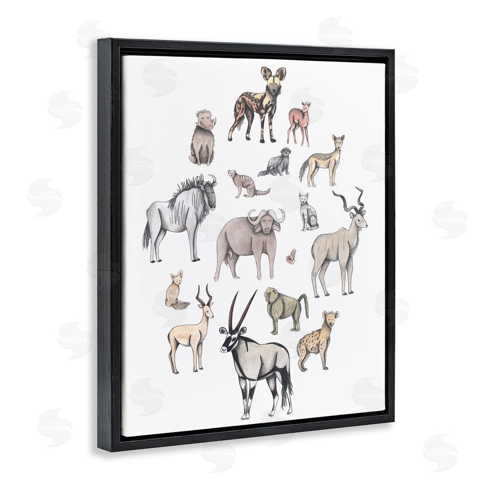 Cecilia Battaini Simple Africa Animals Black Floating Frame Canvas Wall Art Print