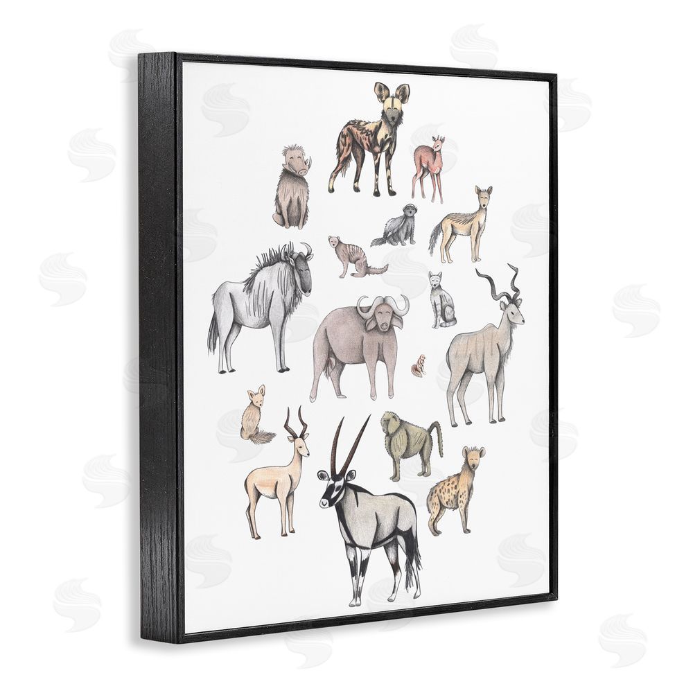 Cecilia Battaini Simple Africa Animals Black Framed Giclee Print Wall Art