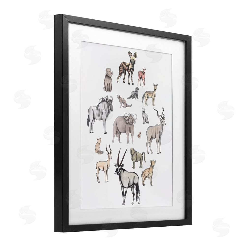 Cecilia Battaini Simple Africa Animals Black Framed Print Under Glass Wall Art