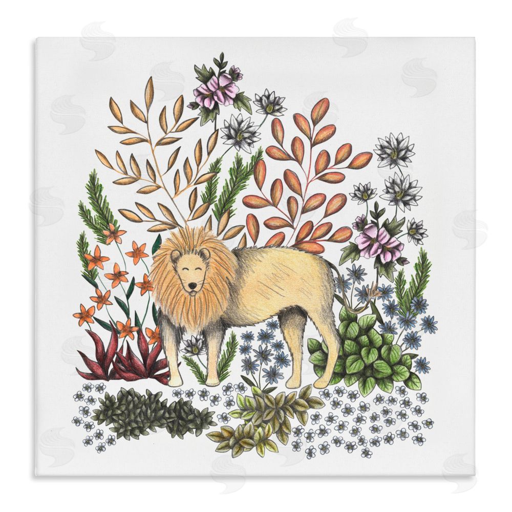 Cecilia Battaini Jungle Wildlife Lion Stretched Canvas Wall Art Print