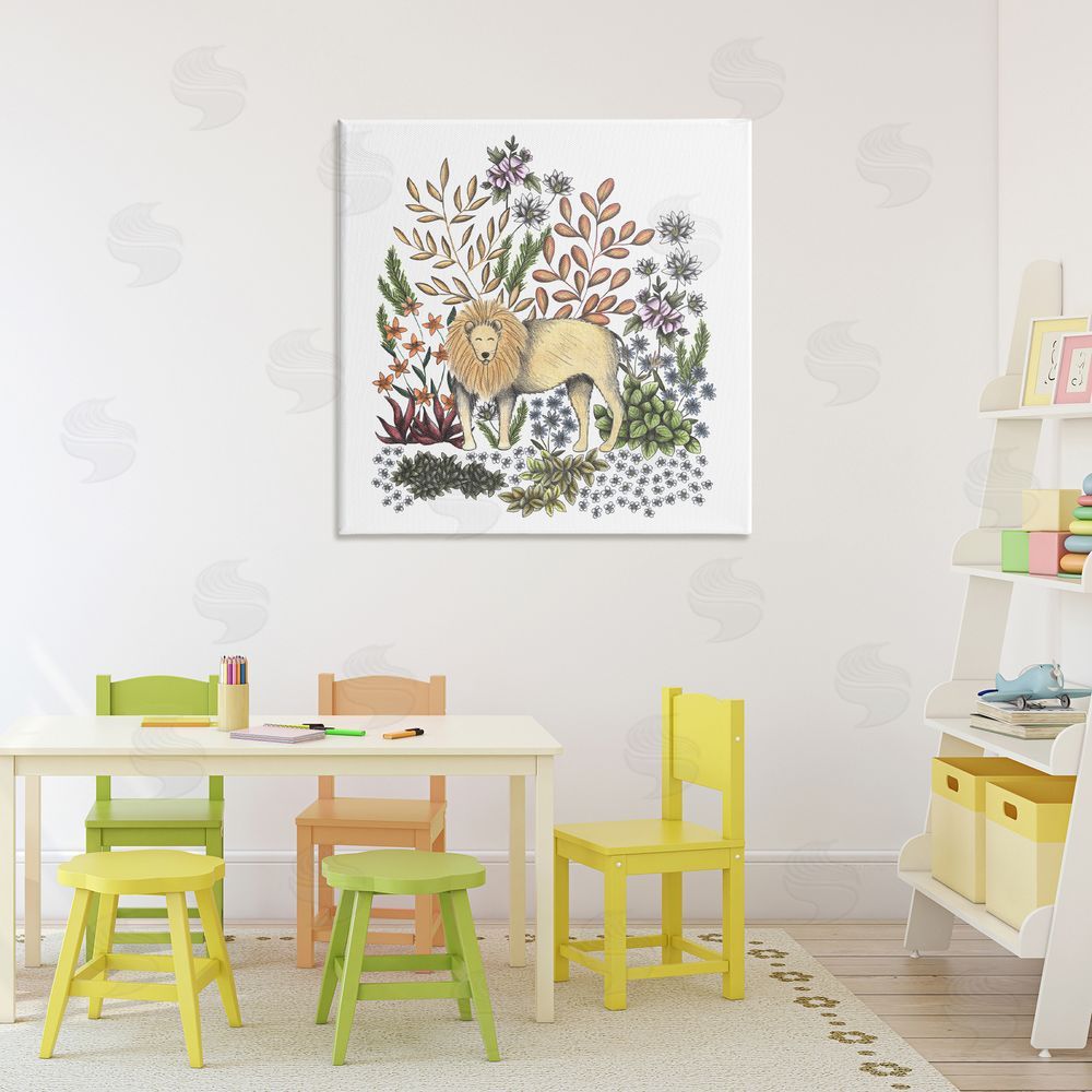 Cecilia Battaini Jungle Wildlife Lion Stretched Canvas Wall Art Print in Room