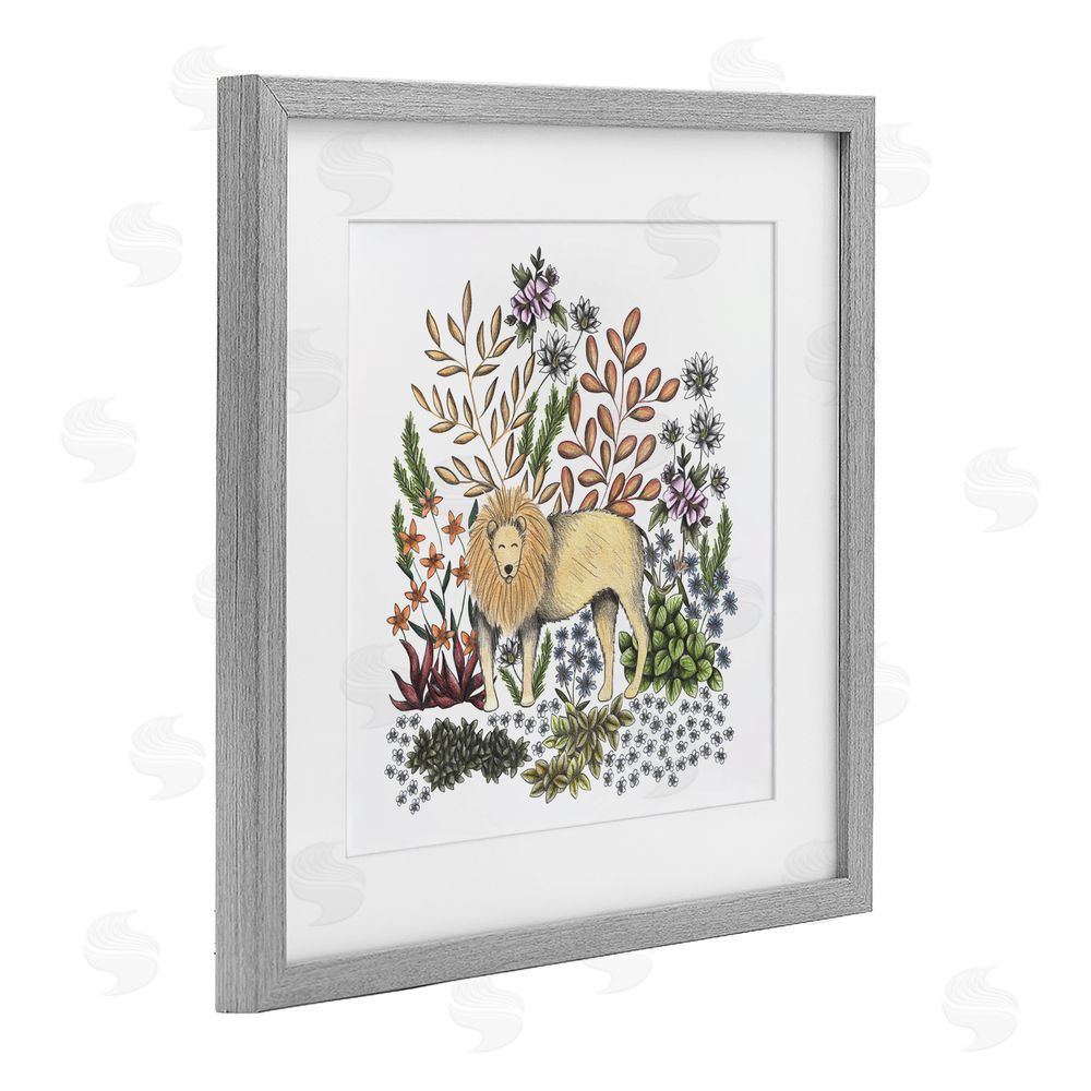 Cecilia Battaini Jungle Wildlife Lion Gray Framed Print Under Glass Wall Art
