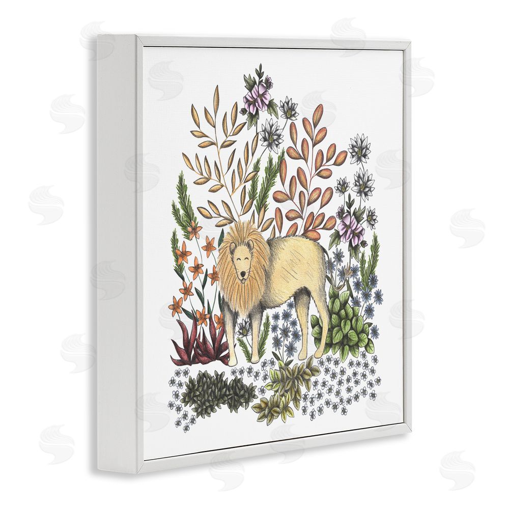 Cecilia Battaini Jungle Wildlife Lion White Framed Giclee Print Wall Art