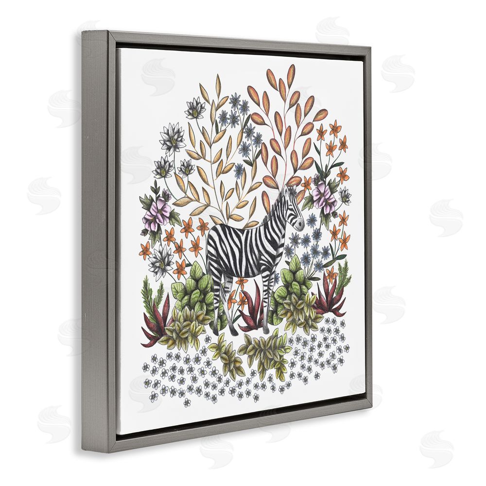 Cecilia Battaini Jungle Wildlife Zebra Gray Floating Frame Canvas Wall Art Print